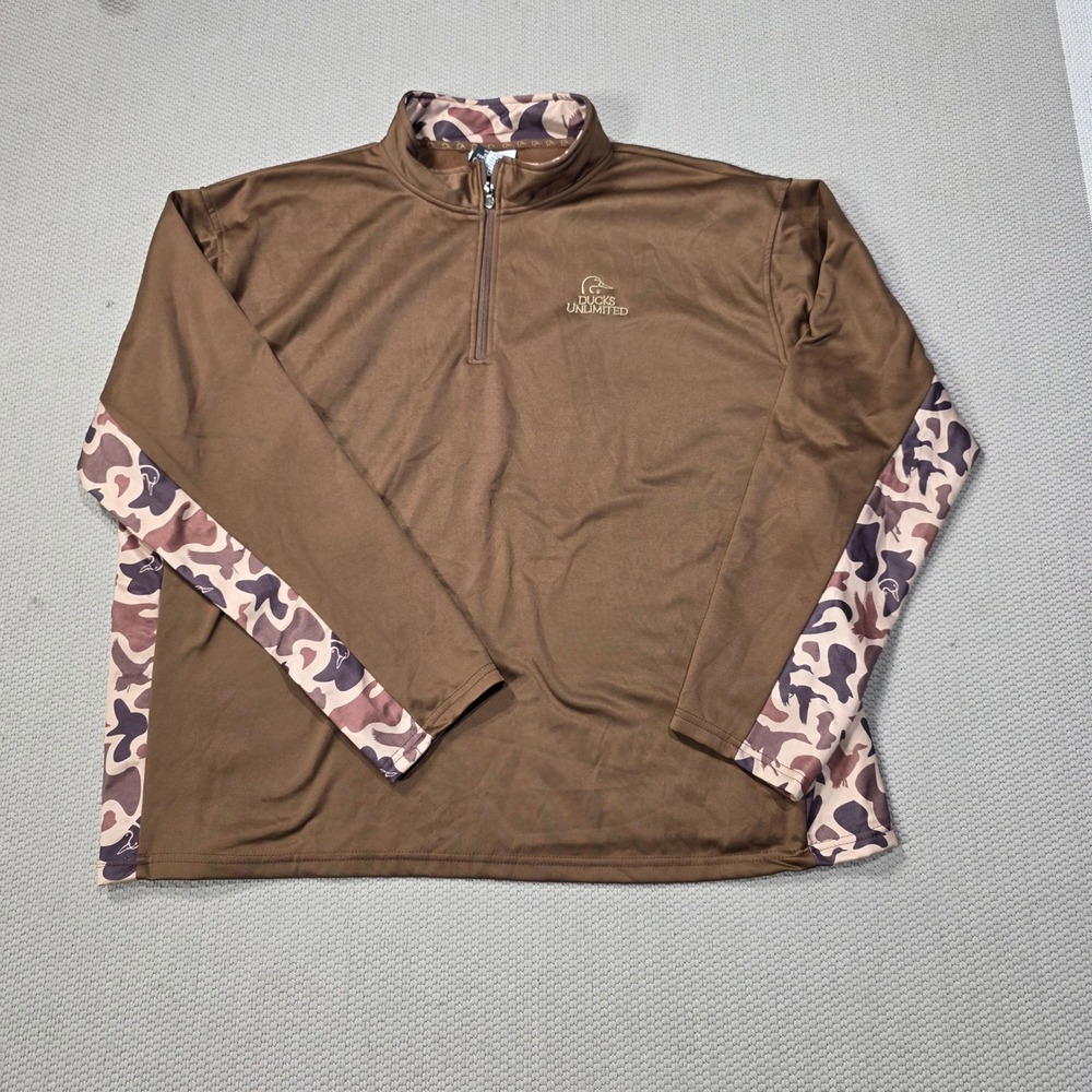 Brown Camo Quarter-Zip Men's Sweatshirt